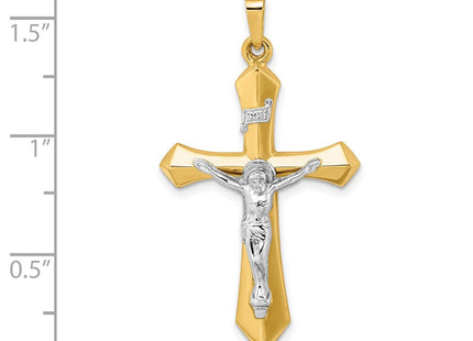 14k Two-tone Polished INRI Crucifix Pendant (Style XR1667)