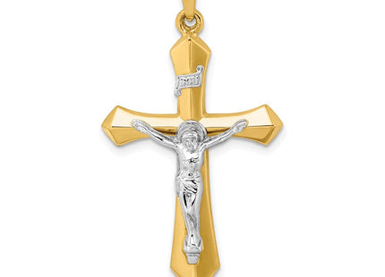 14k Two-tone Polished INRI Crucifix Pendant (Style XR1667)
