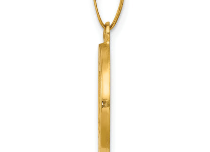 14K Polished Satin Hollow Divino Nino Round Medal Pendant