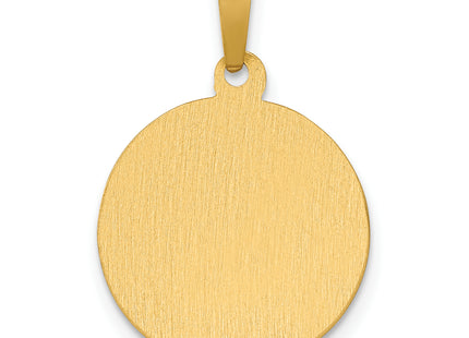 14K Polished Satin Hollow Divino Nino Round Medal Pendant