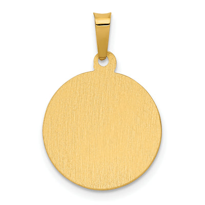 14K Polished Satin Hollow Divino Nino Round Medal Pendant