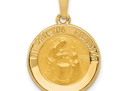 14k Polished/Satin Spanish 1st Communion Medal Hollow Pendant