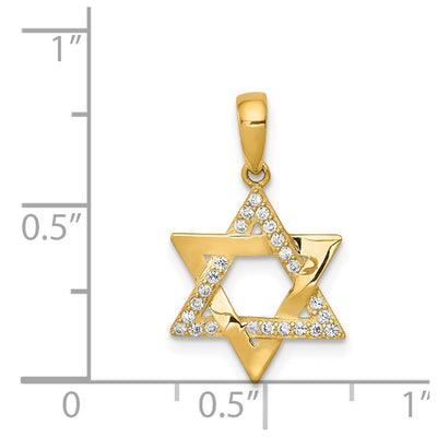14K Polished CZ Star of David Pendant
