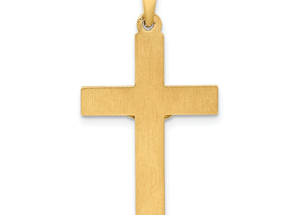 14k Two-tone Hollow Polished Textured Latin Crucifix, 31 x 17mm