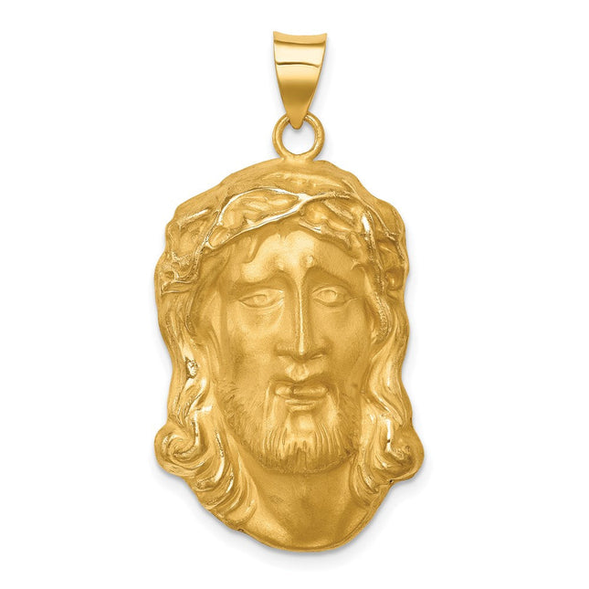 14k Two-tone Hollow Polished Textured Latin Crucifix, 31 x 17mm