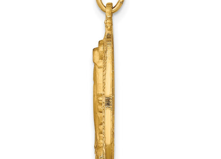 14K Solid Polished/Satin Medium Oval Miraculous Medal, 27.7 x 14.7mm