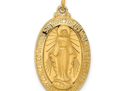 14K Solid Polished/Satin Medium Oval Miraculous Medal, 27.7 x 14.7mm