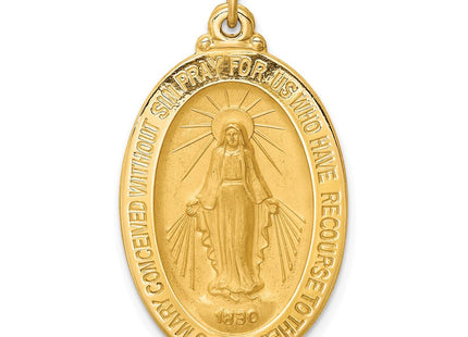 14k Solid Polished/Satin Medium Oval Miraculous Medal (Style XR1759)