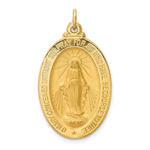 14k Solid Polished/Satin Medium Oval Miraculous Medal (Style XR1759)