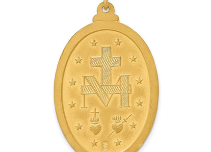 14k Solid Polished/Satin Large Oval Miraculous Medal (Style XR1760)