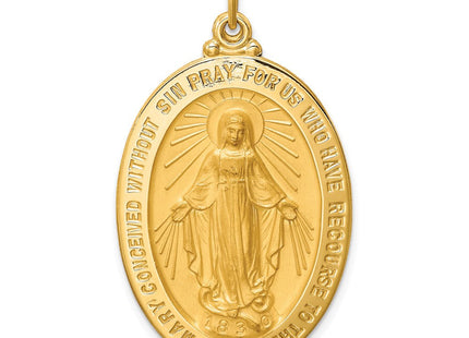 14k Solid Polished/Satin Large Oval Miraculous Medal (Style XR1760)