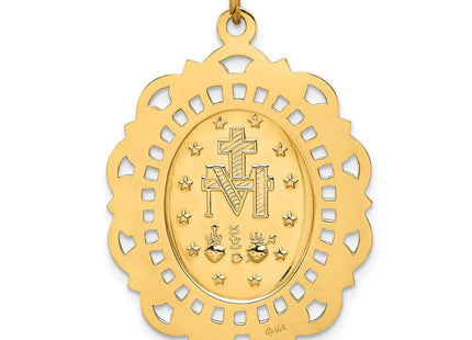 14k Solid Polished/Satin Fancy Pierced Oval Miraculous Medal (Style XR1764)