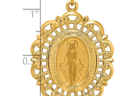 14k Solid Polished/Satin Fancy Pierced Oval Miraculous Medal (Style XR1764)