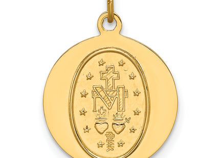 14k Solid Polished/Satin Round Miraculous Medal, 19.25 x 14mm