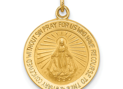 14k Solid Polished/Satin Round Miraculous Medal, 19.25 x 14mm