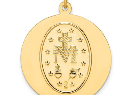 14k Solid Polished/Satin Round Miraculous Medal (Style XR1766)