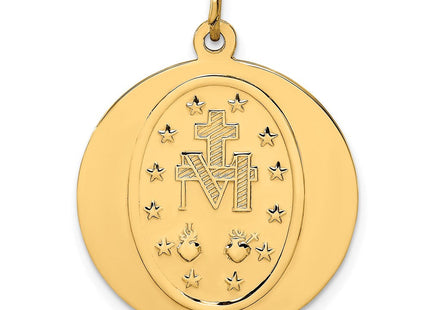 14k Solid Polished/Satin Large Round Miraculous Medal (Style XR1774)