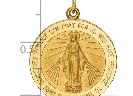 14k Solid Polished/Satin Large Round Miraculous Medal (Style XR1774)