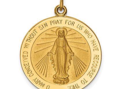 14k Solid Polished/Satin Large Round Miraculous Medal (Style XR1774)