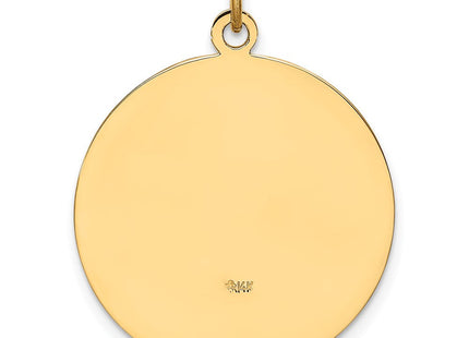 14k Solid Polished/Satin Medium Round St. Christopher Medal (Style XR1793)