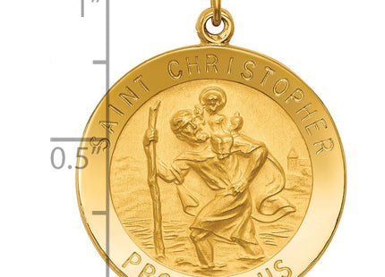 14k Solid Polished/Satin Medium Round St. Christopher Medal (Style XR1793)