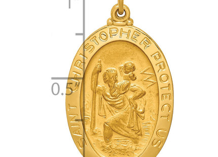 14k Solid Polished/Satin Medium Oval St. Christopher Medal (Style XR1802)