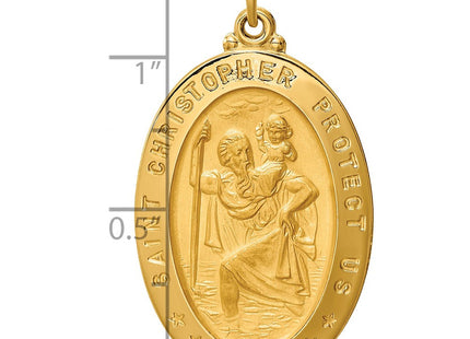 14k Solid Polished/Satin Large Oval St. Christopher Medal (Style XR1804)