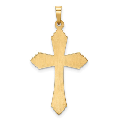 14K Hollow Polished Fleur de Lis Cross