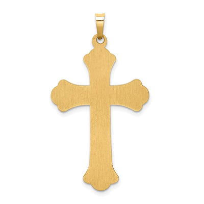 14K Hollow Polished Woven Fleur de Lis Cross