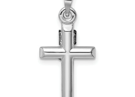 14k White Gold Hollow Crucifix Pendant, 24 x 11mm