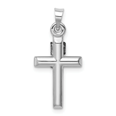 14K White Gold Hollow Crucifix Pendant, 24 x 11mm