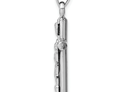 14k White Gold Hollow Crucifix Pendant, 30 x 15mm