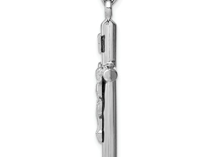 14k White Gold Hollow Crucifix Pendant, 36 x 20mm