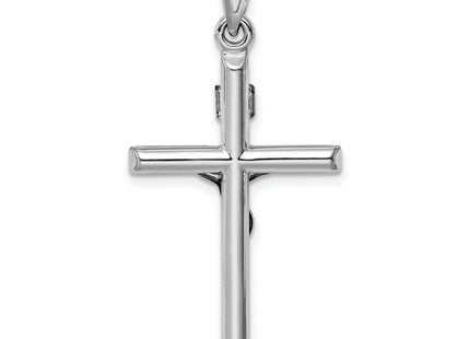 14k White Gold Hollow Crucifix Pendant, 36 x 20mm