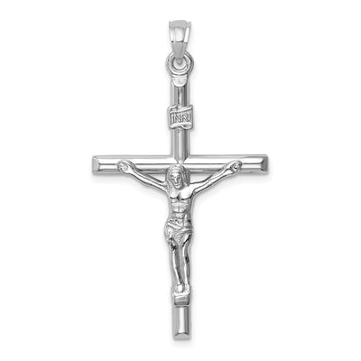 14K white gold crucifix pendant