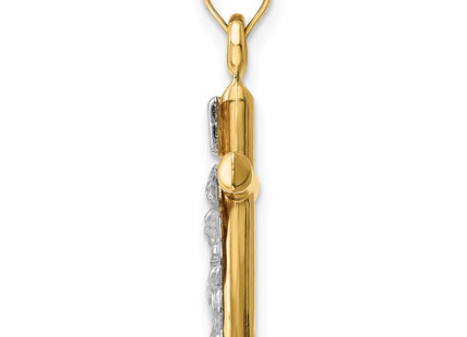 14k Two-tone Hollow Crucifix Pendant, 23 x 11mm