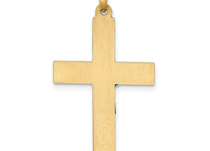 14k Two-tone Hollow Polished Textured Latin Crucifix (Style XR1850)