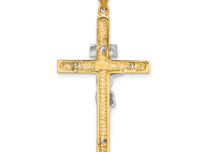 14k Two-Tone Polished Inri Crucifix Cross Pendant, 39 x 19mm