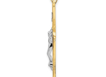 14k Two-tone Polished Solid Fancy INRI Crucifix Pendant (Style XR1861)