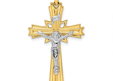 14k Two-tone Polished Solid Fancy INRI Crucifix Pendant (Style XR1861)