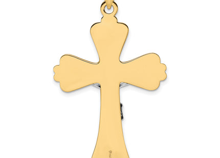 14k Two-tone Polished Solid Fancy Inri Crucifix Pendant, 46.2 x 31.32mm
