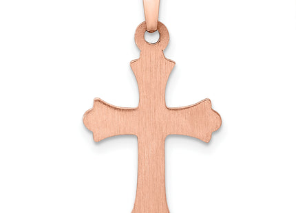 14k Rose and White Gold Polished Fleur de Lis Inri Hollow Crucifix, 22.6 x 14.64mm