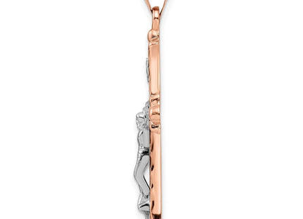 14k Rose and White Gold Polished Fleur de Lis INRI Hollow Crucifix (Style XR1875)