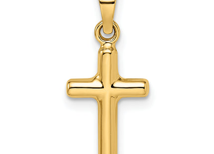 14k Polished Diamond-cut Reversible Puffed Cross Pendant, 19.4 x 8.74mm