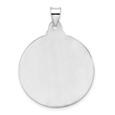 14K White Gold Polished and Satin Hollow Jesus Face Disc Pendant, 30 x 28.44mm