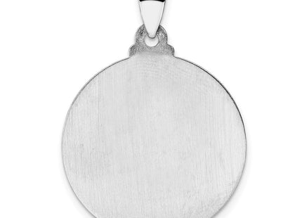 14K white gold disc pendant, further view