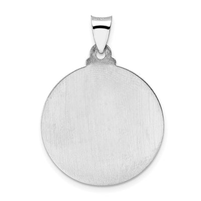 14K White Gold Polished and Satin Hollow Jesus Face Disc Pendant, 28 x 23.49mm