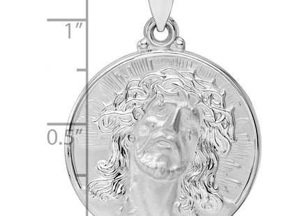 14K white gold disc pendant, another view