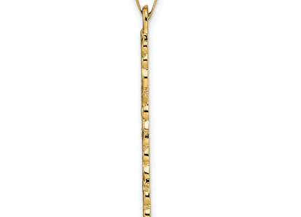 14k Polished and Textured Solid Floral Cross Pendant (Style XR1902)