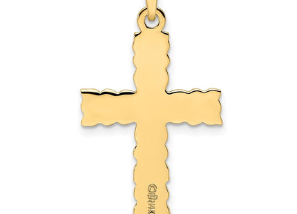 14k Polished and Textured Solid Floral Cross Pendant (Style XR1902)